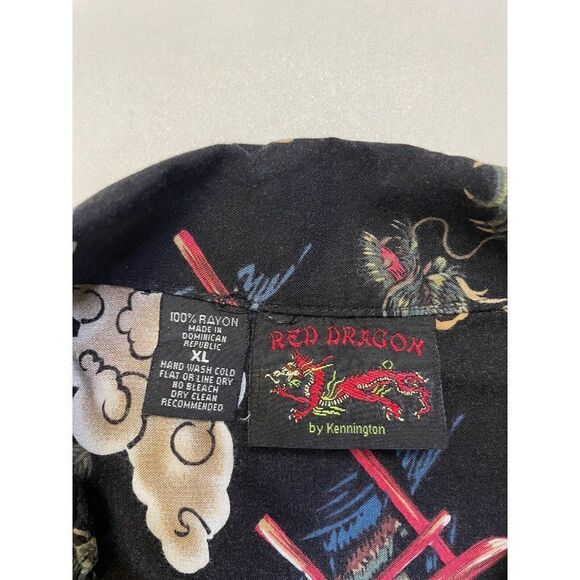 VINTAGE Red Dragon By Kennington Hawaiian Shirt Men XL  All Over Dragon Print - Picture 5 of 6